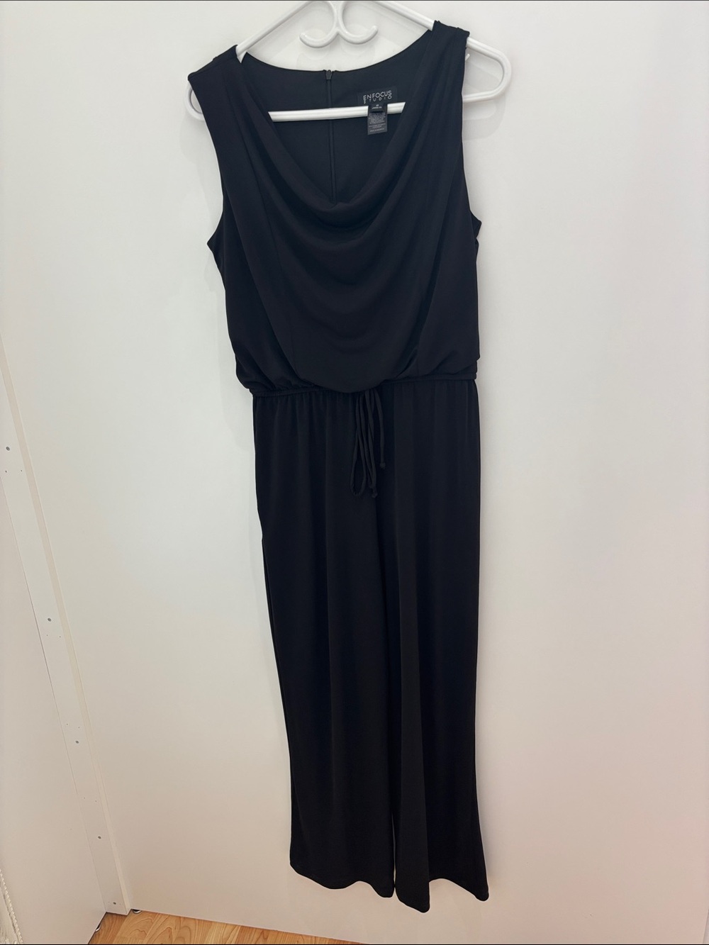 Enfocus Studio Black Sleeveless Cowl Neck Jumpsuit